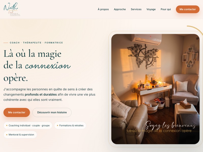 Capture d'écran du site nathperreault.com — landing page avec automatisation