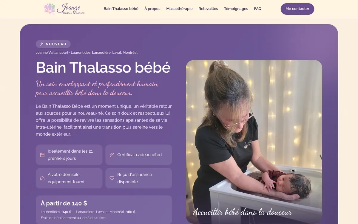 Page d'accueil du site Joange, Nourrir l'Essence