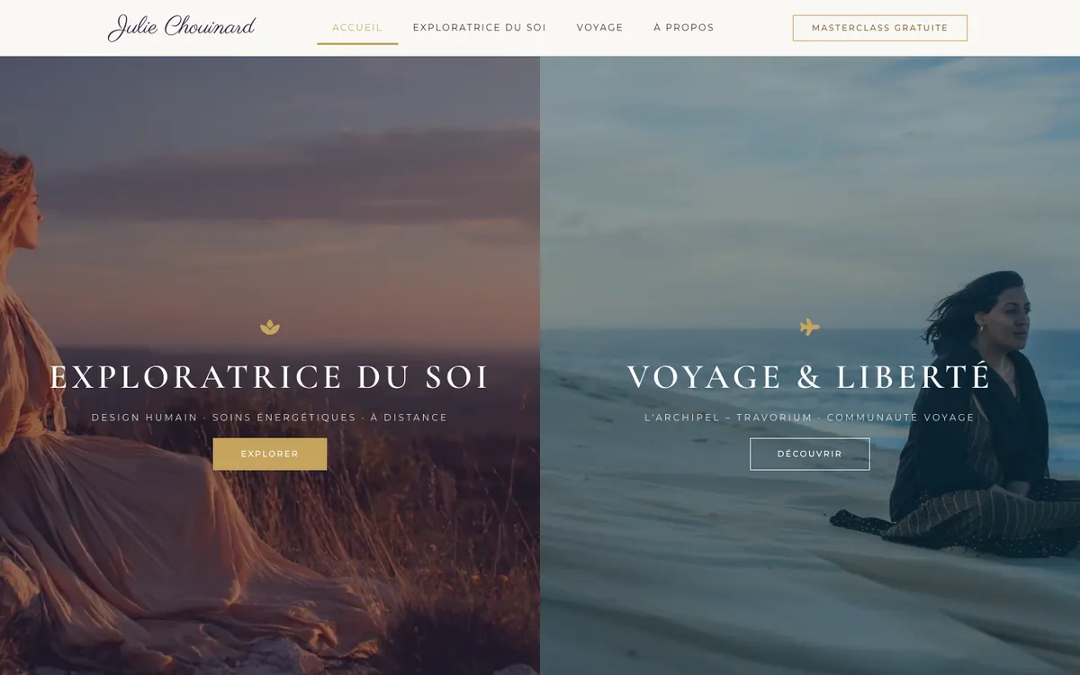 Page d'accueil du site Julie Chouinard
