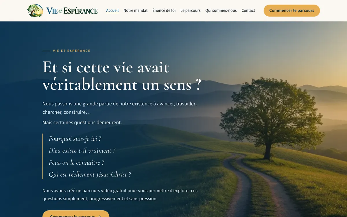 Page d'accueil du site Vie et Espérance
